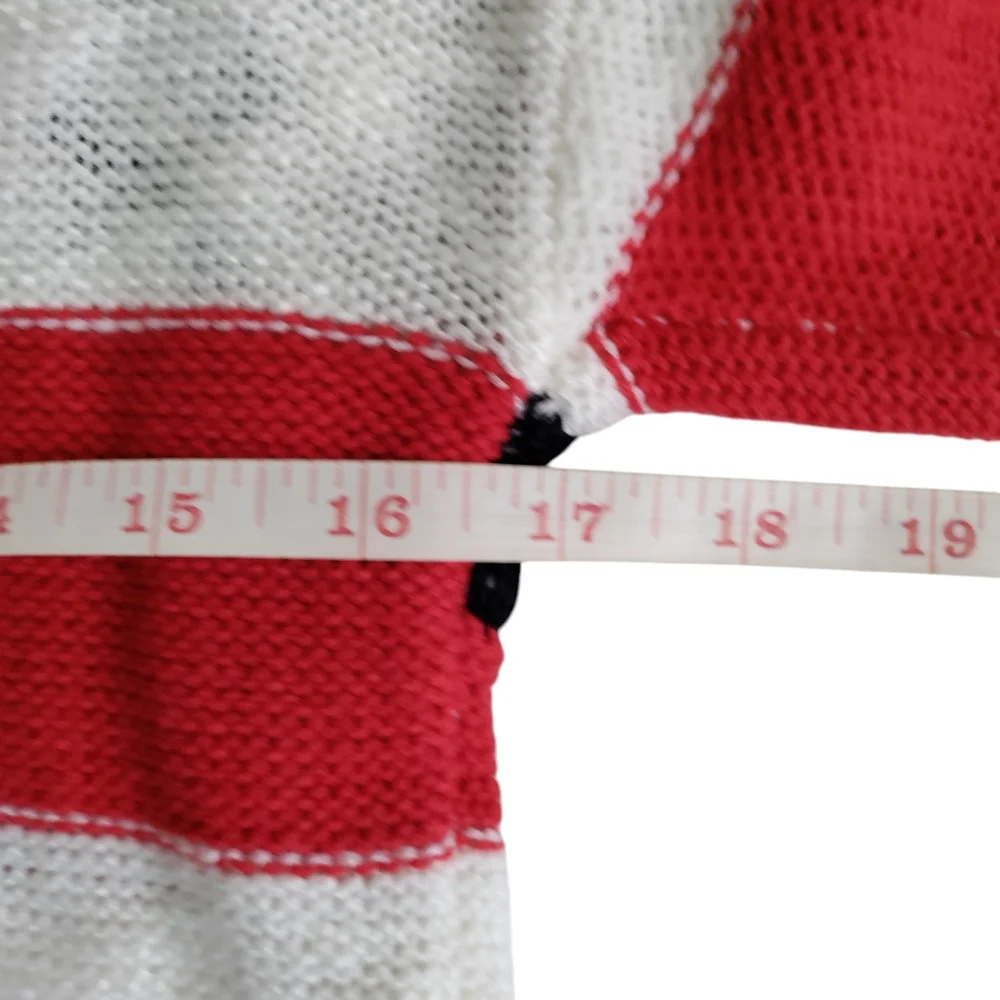 Marled Knit Pullover Sweater Stripe American Flag Size XS Crew Neck Long Sleeve - Picture 7 of 8